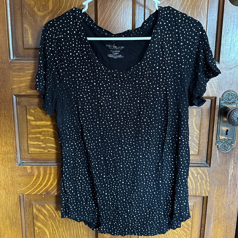 Juicy Couture Black Short-Sleeve Polka Dot Tee